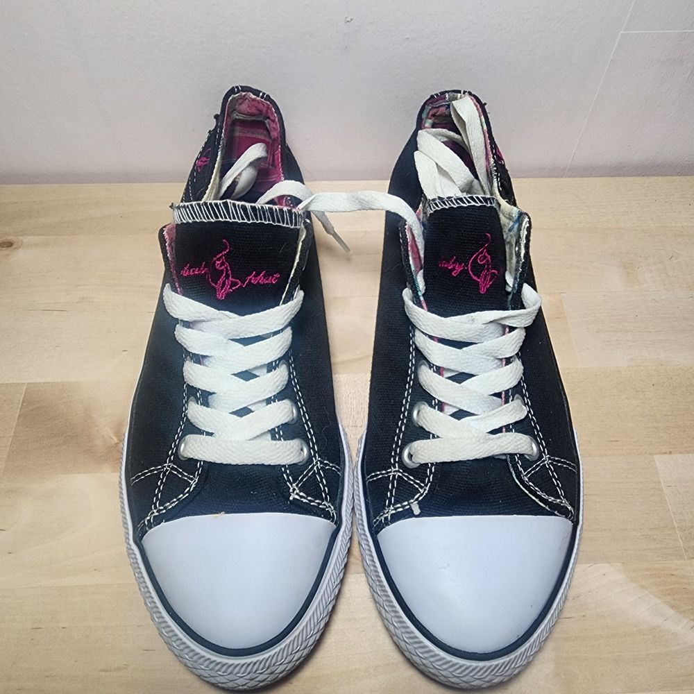 Baby Phat Classic Canvas Low-Top Sneakers with Pink Accent Casual Athletic Shoes